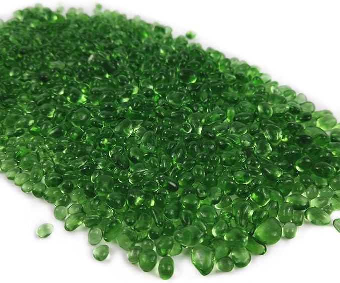 Lustering Decorative Round Glass Beads,Glass Marbles,Glass Pebbles,Glass Gems Beads for Fire Pit Crafts Resin Art,Vase Filler, Fish Tank, Aquarium Garden Decoration,3-6mm,1-Pound (Light Green)