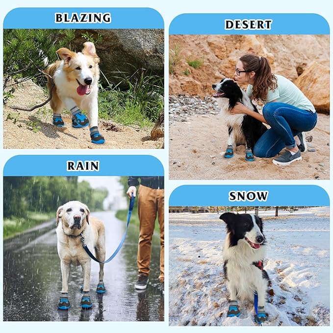 Dog Shoes for Large Medium Small Dog, Mesh Breathable Dog Shoes for Hot Pavement, Anti-Slip Dogs Boots Paw Protectors with Reflective for Outdoor Walking Indoor Hardfloors (Size 5)
