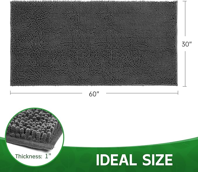 Dog Door Mat Indoor Entrance, 60" x 30" Absorbent Quick-Drying Mud Rugs, Non-Slip Door Rugs for Entryway Indoor Washable, Soft Chenille Dog Mat for Muddy Paws