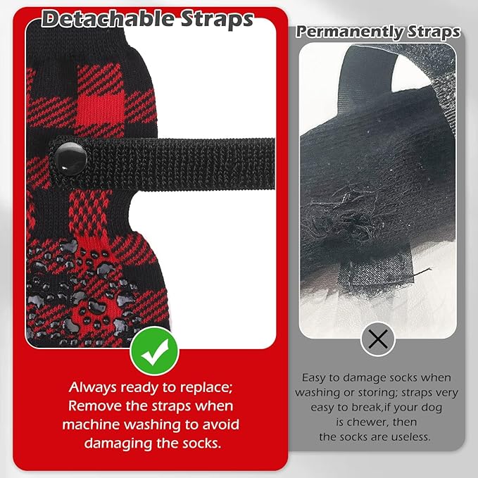 EXPAWLORER Anti-Slip Dog Socks-Double Sides Grips Traction Control on Hardwood Floor,Dog Shoes for Hot/Cold Pavement,Best Paw Protector,Prevents Licking,for Puppy Small Medium Large Senior Dogs