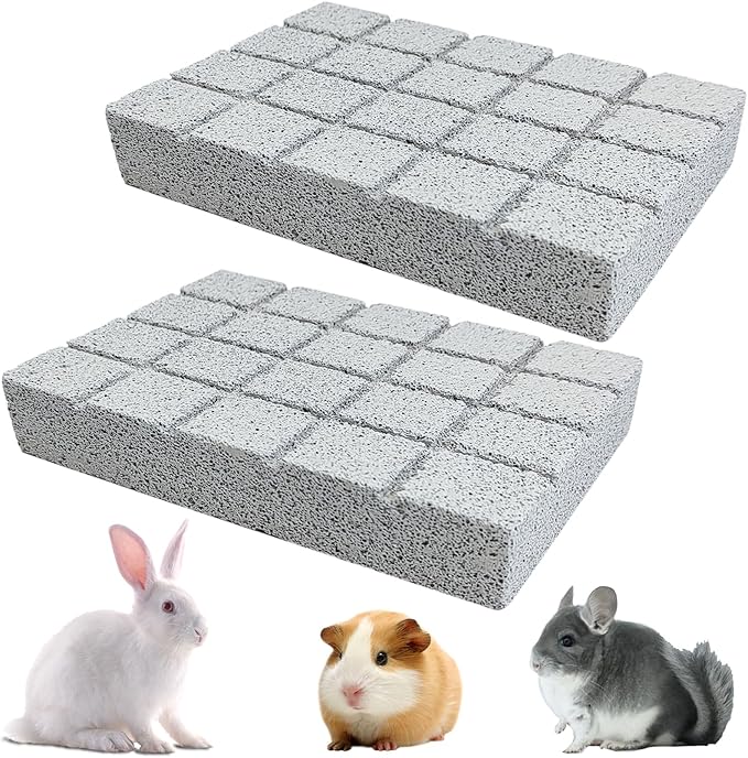 Hamiledyi 2PCS Rabbit Scratching Pads Bunny Lava Grinding Claw Pads Small Animal Foot Pads Hamster Scratch Board Chew Toys for Gerbil Chinchilla Hedgehog Guinea Pig Cage Accessories