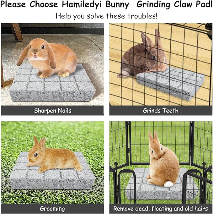 Hamiledyi 2PCS Rabbit Scratching Pads Bunny Lava Grinding Claw Pads Small Animal Foot Pads Hamster Scratch Board Chew Toys for Gerbil Chinchilla Hedgehog Guinea Pig Cage Accessories