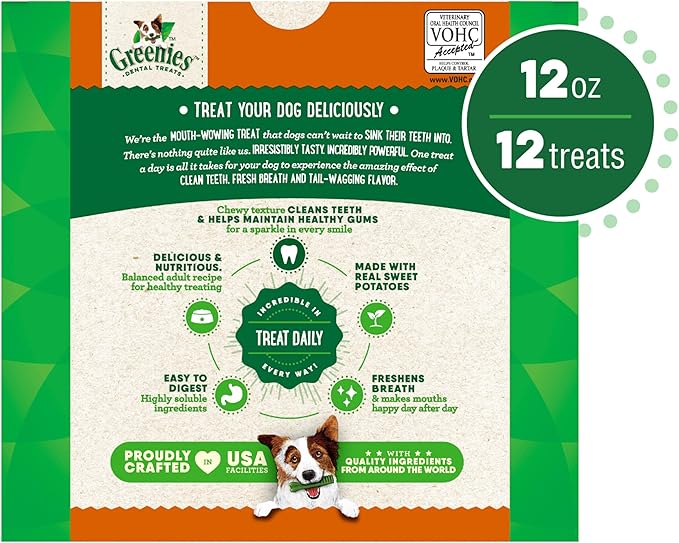 Greenies Regular Dental Dog Treats, Sweet Potato Flavor, 36 oz. Pack (36 Treats)