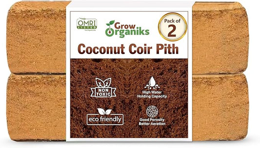 2 Pack Premium Coco Coir Brick for Plants | 100% Organic Compressed Coconut Coir Bricks Starting Mix, Coco Coir Fiber Coconut Husk for Planting, Gardening, Potting Soil Substrate, Herbs, 1.4 LB/Brick