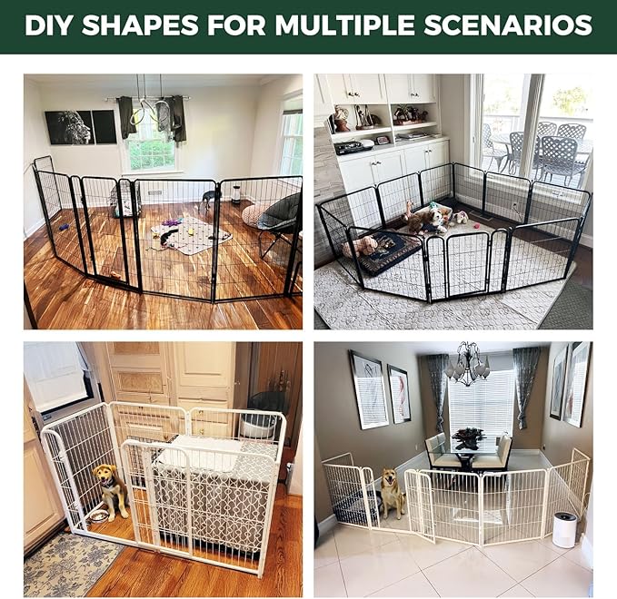 FXW Homeplus Unleashed Indoor Dog Playpen - Stress-Free and Safe Play, Heavy Duty 24 Inch 24 Wire Panels Dog Pen for Puppy and Small Dogs, Black│Patented