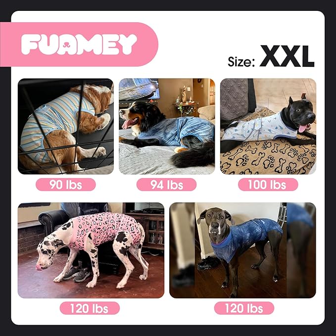 FUAMEY Recovery Suit for Dogs After Surgery,Soft Breathable Dog Bodysuit E-Collar & Cone Alternative Surgical Suit,Male Female Dog Neuter Spay Suits Anti Licking Wounds Onesie Pink Leopard XXL