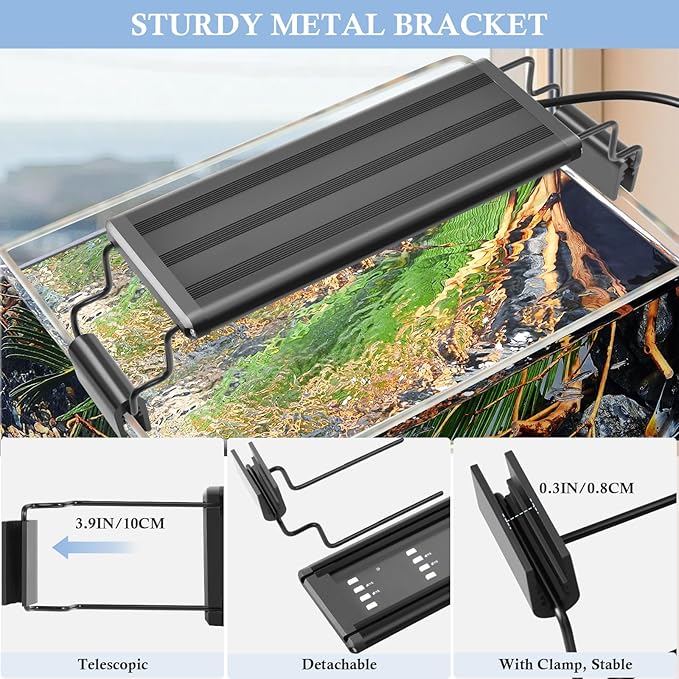 FEDOUR USB Mini Aquarium LED Light, Full Spectrum Aquarium Light with Extendable Brackets, Adjustable Aquarium Plant Light with External Controller, for Freshwater Tank (8-13in)