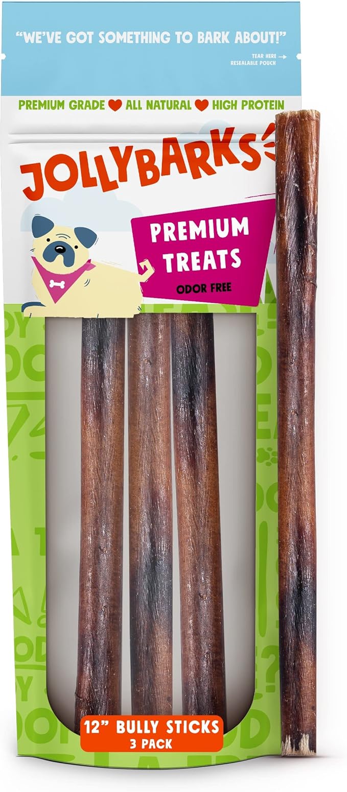 Bully Sticks for Small Dogs | All Natural, Single Ingredient Bully Sticks for Puppies to Medium Dogs (12" Stnd Bully Sticks - 3pk)