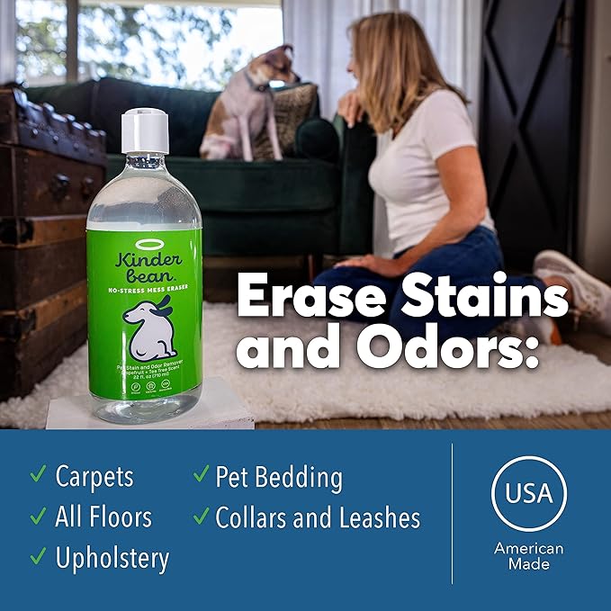 Dog & Cat Urine Stain and Odor Eliminator for Carpet, Upholstery, Hard Floors - Single 32 oz., Grapefruit & Thyme Scent, Enzyme Bio-Active Formula with Squeeze and Spray Top