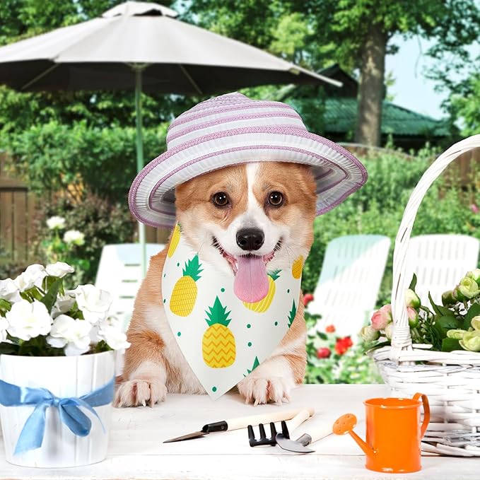 Weewooday 50 Pcs Fruit Dog Bandanas Bulk for Dogs Soft Bibs Adjustable Triangle pet Bandana for Small Medium Large Costume(Fruits Pattern, 19.7 x 13.8 x 13.8 Inch)