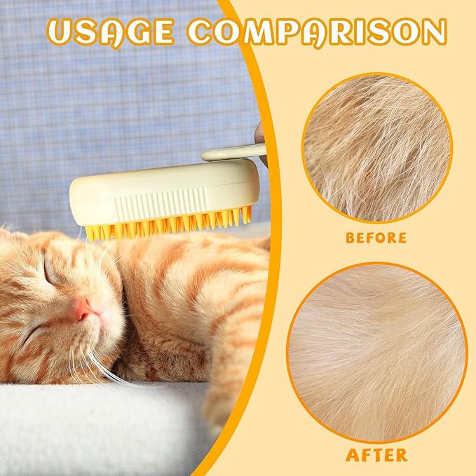 Spritz Defur Comb for Cats, New 3-in-1 Cat Steam Brush for Massaging and Cleaning Shedding Pets, Comb for Long and Short Hair Cats and Dogs Grooming Tool (Coffee)