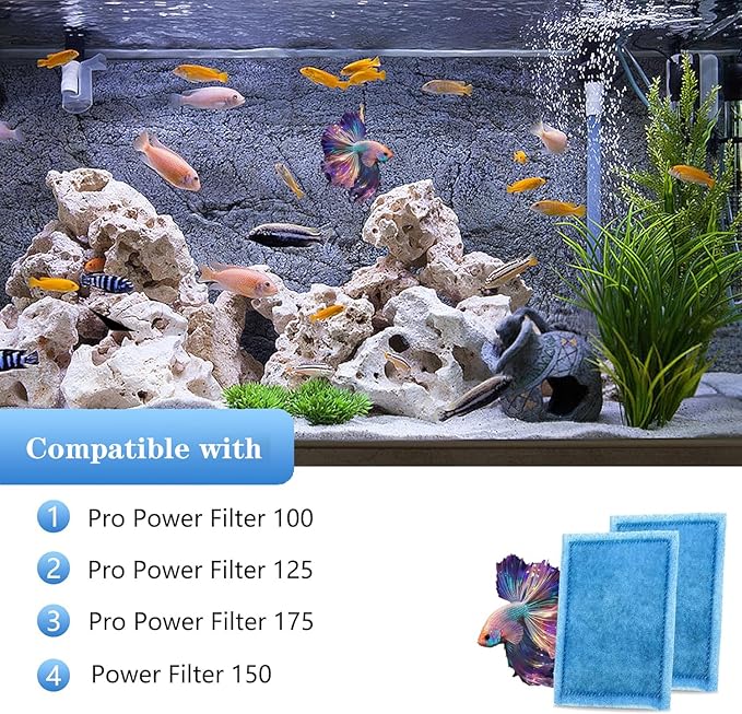 24 Pack Aquarium Filter Cartridge Rite-Size B Filter Cartridges Compatible with PRO Power Filters 100/125/175 Power Filter 150
