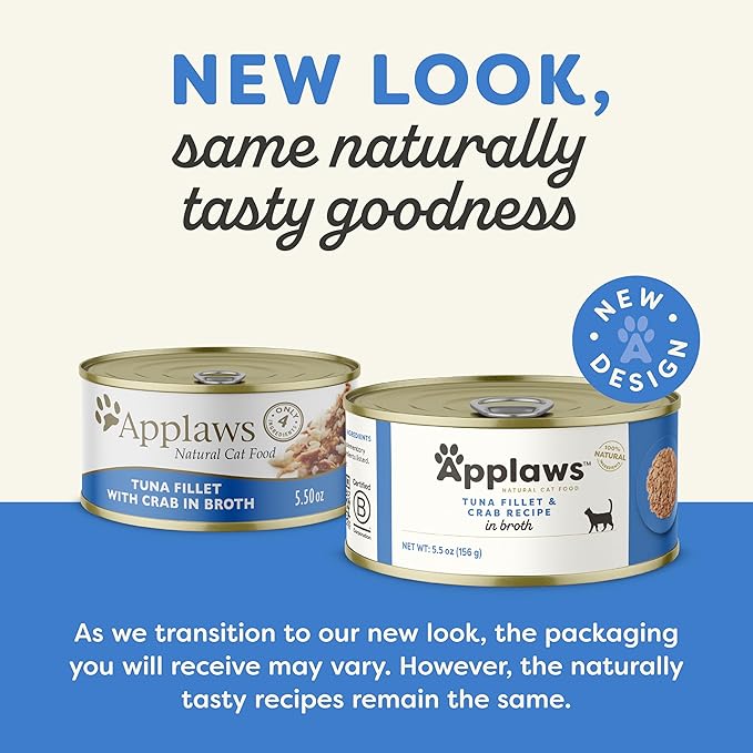 Applaws Natural Wet Cat Food in Broth, Made with Limited and Natural Ingredients, Fish Selection Variety Pack in Broth (12 x 5.5oz Cans)