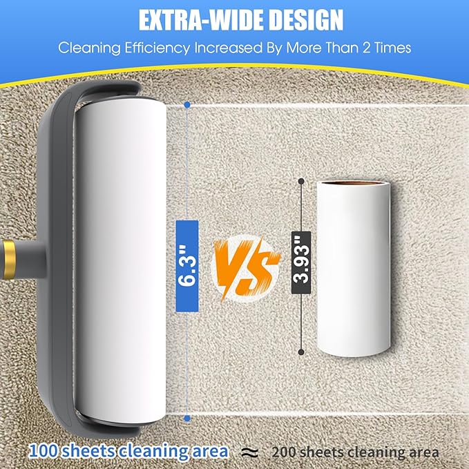COBETE 6 Rollers Total 600 Sheets Extra Sticky Lint Roller Refills, for 6.3" Dog and Cat Lint Remover for Clothes, Couch, Furniture