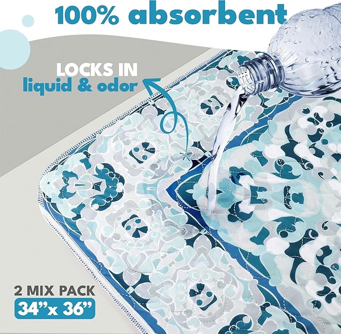 NALALAS Large Washable Pee Pads for Dogs | Reusable, Waterproof & Ultra Absorbent Puppy Pads | Dog Pee Pads, Anti-Slip, Leakproof & Quick Dry Pet Training Mat | Whelping Pad, Puppy Mat & Crate Pad