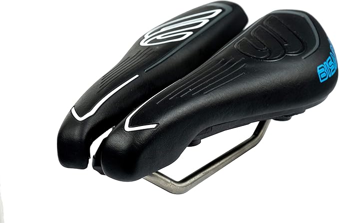 SRT Super Short Noseless Pain-Free Adjustable Bicycle Saddle Black with Titanium Rails Custom Fit Comfort, one Size