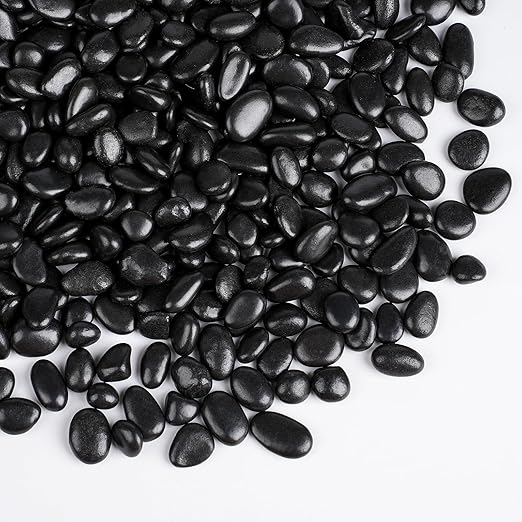 5 lbs Black Pebbles for Indoor Plants, 3/8" Small Rocks for Plants Indoor, Succulent, Bamboo, Vase, Decorative Black River Rocks Pea Gravel, Highly Polished