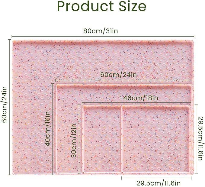 Ptlom Dog Food Mat Anti-Slip Dog Bowl Mats for Food and Water, Waterproof Pet Placemat Prevents Messy Spill to Floor, Silicone Puppy Feeding Tray for Small, Medium and Large Dogs Cats, Pink