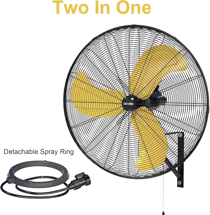 9600 CFM 30" Outdoor Wall Mount Misting Fans, High Velocity 3-Speed Waterproof Professional Oscillating Wall Fan, Heavy Duty Industrial Fan for Commercial, Garage, Warehouse, UL Listed
