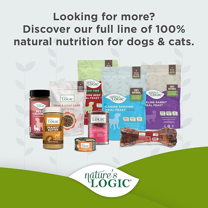 Nature's Logic Dry Dog Food - 100% Natural - No Synthetics - For All Ages, Sizes, Breeds - Free From Common Allergens, High Protein - Rabbit Meal Feast, 4.4lbs