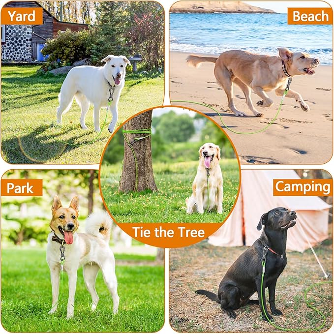 XiaZ 30FT Tie Out Cable for Dogs, Dog Leads for Yard Chew Proof, Heavy Duty Pet Tie Out Cable for Large Dogs Up to 250lbs,Durable Dog Runner Tether Line for Outdoor,Yard
