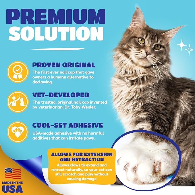 Soft Claws Cat Nail Caps for Large Cats – (40 Caps, The Games) - Made in USA - Veterinarian-Developed | Protects Furniture & Skin - Easy to Apply, Long-Lasting Anti-Scratch Soft Cat Claw Covers