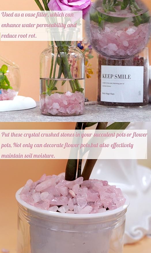 Rose Quartz Healing Crystal Chips Bulk Gemstones Sets Tumbled Crushed Stones Crushed Crystals Natural Rocks for Fountain Rocks Decoration Reiki Energy Balancing Meditation Aquarium Gravel 0.44lb