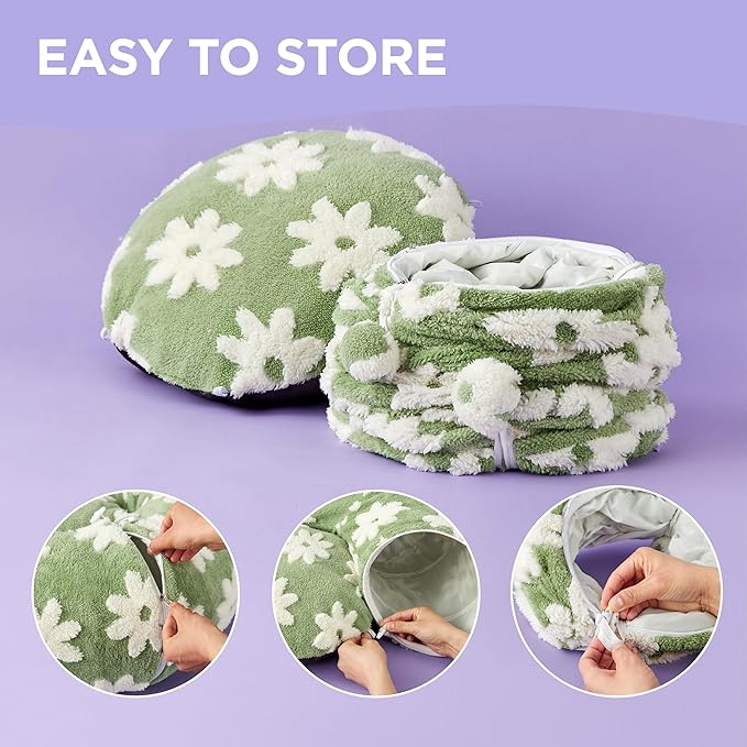 Lesure Cat Tunnel Bed for Indoor Cats - Cute Cat Donut Tunnel Toys for Small Large Cats with Washable Circle Cushion, Round Pet Peekaboo Cave Toy for Kitten/Puppy/Rabbit, Standard Green