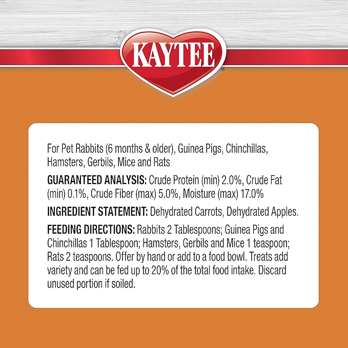 Kaytee Natural Snack with Superfoods for Pet Guinea Pigs, Rabbits, Hamsters, and Other Small Animals, Apple & Carrot, 2.5 Ounces (Pack of 2)