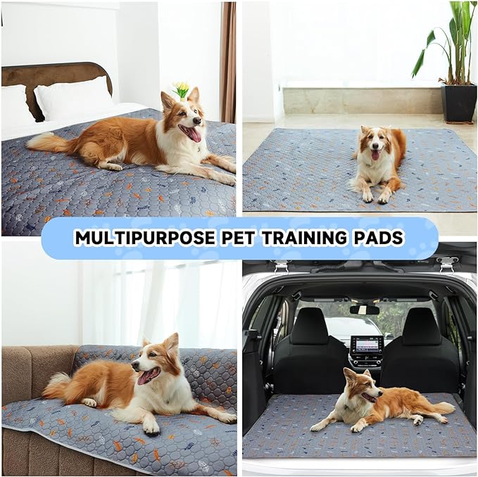 Sunheir 2-Pack Extra Large Reusable Dog Mat for Floor, Dog Playpen, Non-Slip Waterproof, Super Absorbent Washable Pee Pads for Dogs, Pet Whelping Pads, Crate (36" x 41", Light Grey)