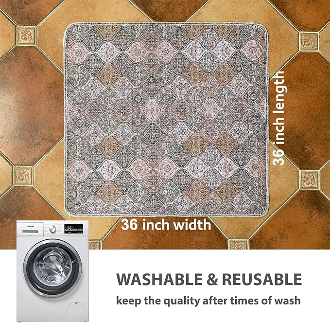 nunubaby Washable Pee Pads for Dogs, Stylish, Non-Slip and Leak-Proof Pee Pads. Reusable Potty Pads for Dogs for Crates and Floors.(Brown/Multi, 36" x36")