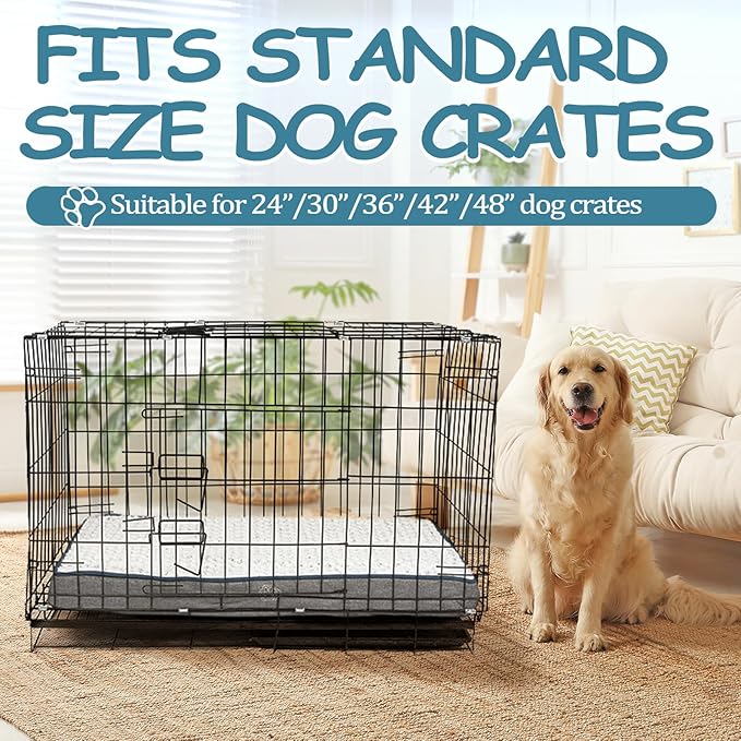 EMPSIGN Reversible Cool and Warm Dog Bed for Crate Pad, Pet Beds with Washable and Removable Cover, Dog Crate Beds Sleeping Mats, Beds for Dogs Crate for Large Medium Small Dogs, Grey