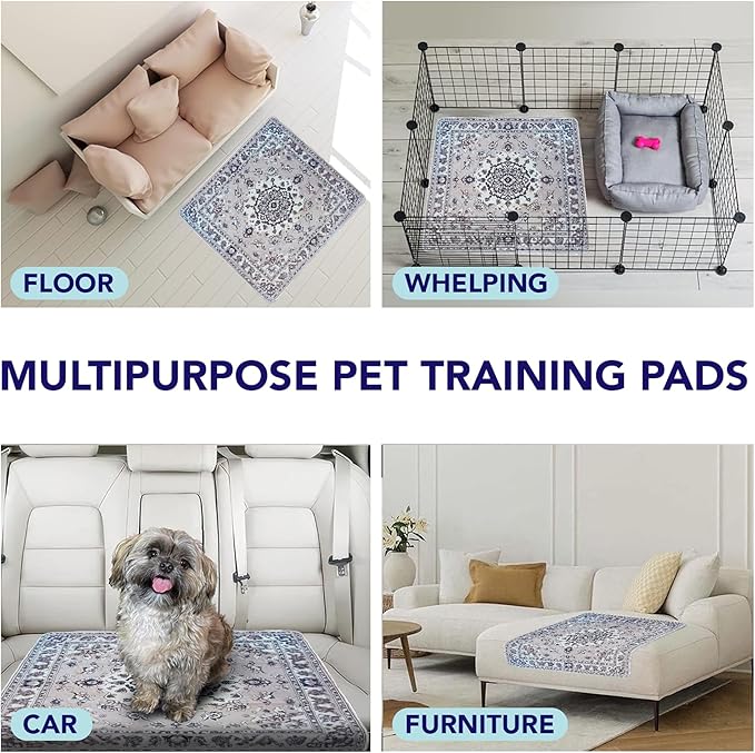 Washable Pee Pads for Dogs - Super Absorbent Reusable Puppy Training Pads - 100% Waterproof, Leak-Proof & Non-Slip Whelping Pads for Pet Housebreaking