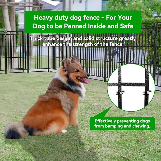 Dog Playpen Outdoor 12 Panels Heavy Duty Dog Fence 47" Height with Thick Pipe Anti-Rust with Doors Portable for RV Camping Yard, Total 27FT, 57 Sq.ft, Snowy Black