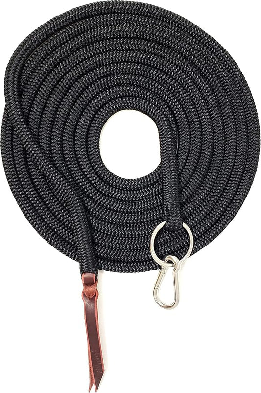 22' Long Line with SS O Ring and Carabiner (Black)