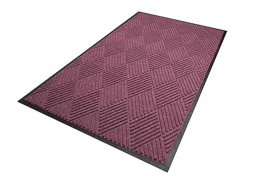 WaterHog Diamond-Pattern Commercial Grade Entrance Mat, Indoor/Outdoor Floor Mat 3' Length x 2' Width, Bordeaux by M+A Matting