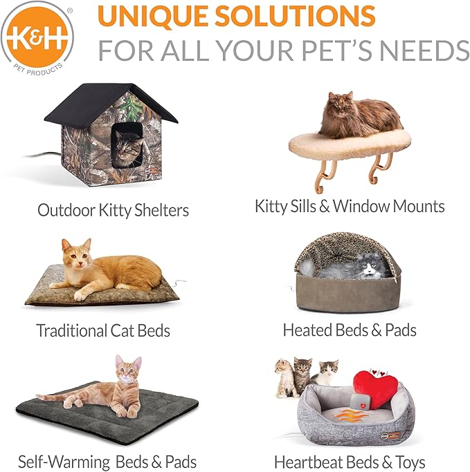 K&H Pet Products EZ Mount Thermo-Kitty Window Bed Extra-Deep Gray 27 X 10 X 11 Inches