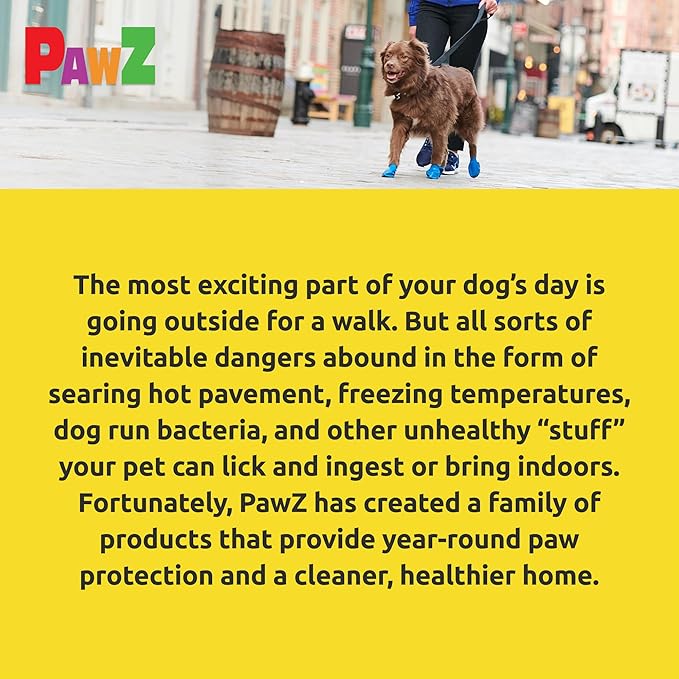 PawZ Rubber Dog Boots for Paws up to 1 1/2", 24 Total (2 Packs of 12) - All-Weather Dog Booties for Hot Pavement, Snow, Mud, and Rain - Waterproof, Anti Slip Dog Socks - XX-Small, Yellow