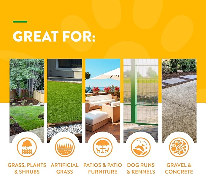 NaturVet – Yard Odor Eliminator Plus Citronella Spray – Eliminate Stool and Urine Odors from Lawn and Yard – Designed for Use on Grass, Patios, Gravel, Concrete & More – 32oz with Hose Nozzle