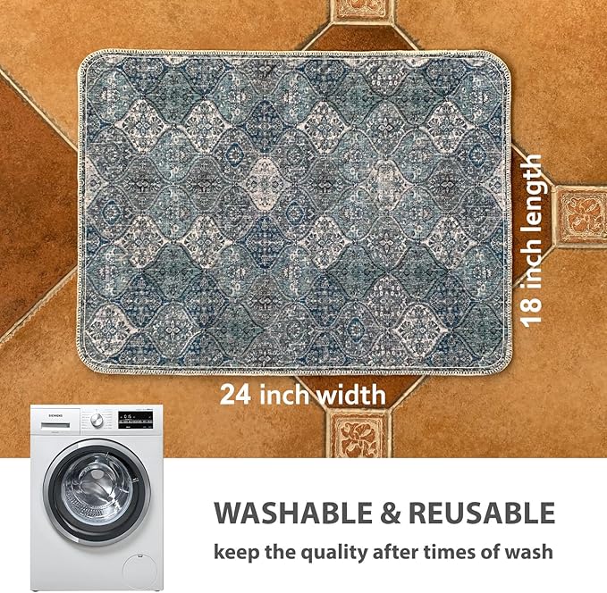 nunubaby Washable Pee Pads for Dogs, Stylish, Non-Slip and Leak-Proof Pee Pads. Reusable Potty Pads for Dogs for Crates and Floors.(Blue/Multi, 18" x24" )