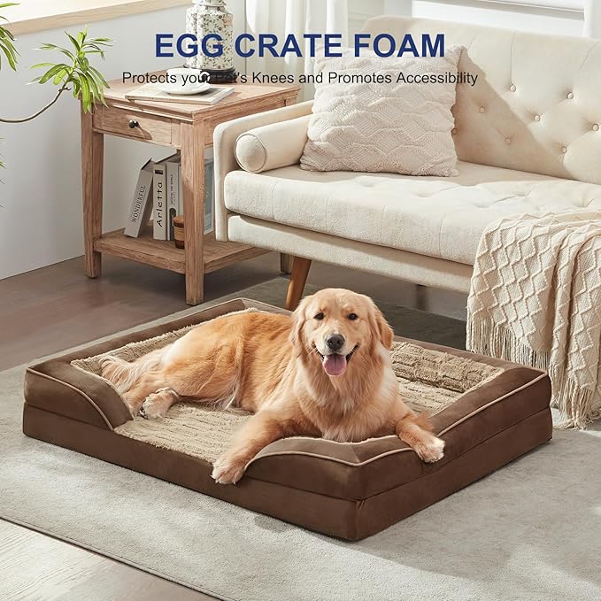 FURTIME Orthopedic Dog Bed for Extra Large Dogs - XL Waterproof Dog Sofa Bed, Ultra Comfy Supportive Foam Pet Bed with Removable Washable Cover, Jumbo Dog Bed with Nonskid Bottom