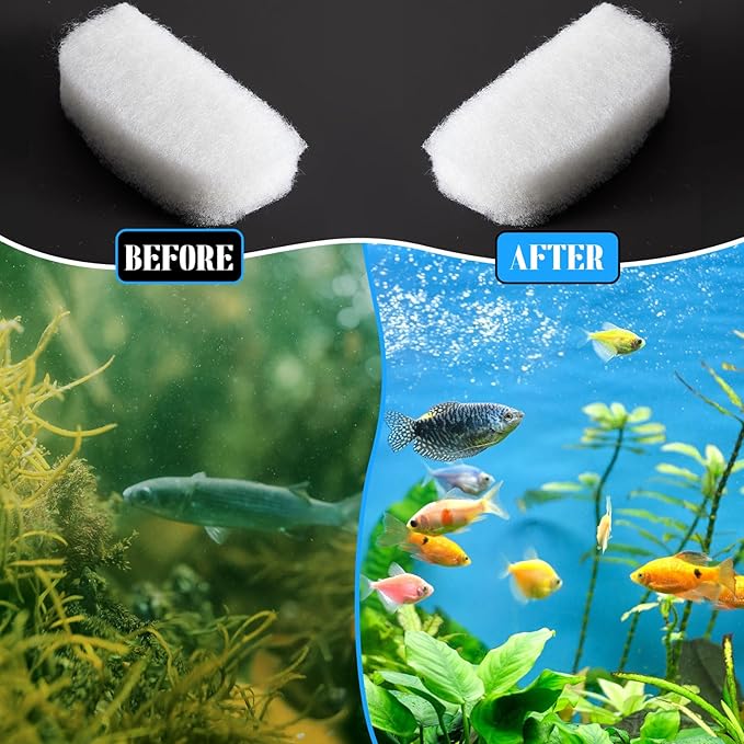 24 Pcs Filter Media Compatible with Fluval 106/107/206/207 Canister Filter Media Aquarium Polishing Pads 5.71 x 2.76 x 1.38 Inches Fish Tank Aquarium Accessories Replacement