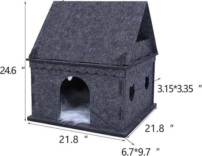 2-Tier Indoor Cat Apartment，Cozy Pet Cat Bed, Hideaway, and Sturdy Cat Castle for Multiple and Large Cats