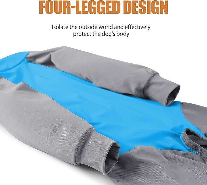 Dog Recovery Suit, Abdominal Wound After Surgery Wear, Prevent Licking Wounds, E-Collar & Cone Alternatives, Long Sleeve Postoperative Shirts Dog Pajamas Prevent Shedding(XL, Blue)