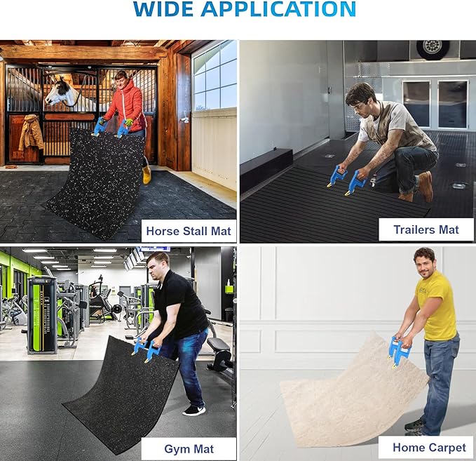 Heavy Duty Stall Mat Grippers - Pair of 2 Mat Movers Tool for Horse Stalls, Gym, Barn, and Trailer, Makes Moving Rubber Mats Easier, Saves Your Back and Hands