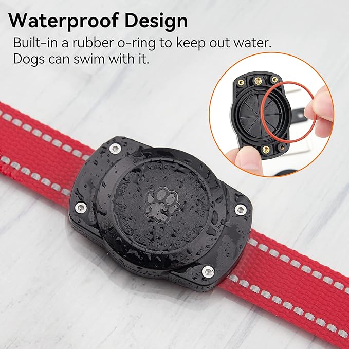 IPX8 Waterproof for Airtag Dog Collar Holder [Metal Back Plate] Ultra-Durable Dog & Cat Collars Mount for AirTag, Suitable for All Widths of Collars (4 Pack)