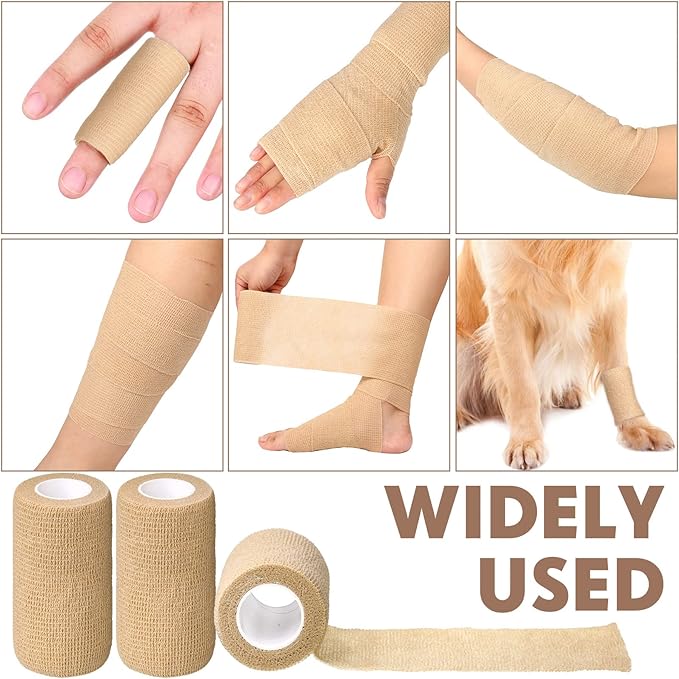 Treela 36 Pcs Self Adherent Bandage 4" X 5 Yard Wrap Breathable Cohesive Bandage Elastic Adhesive Tape for Stretch Athletic Sports Wrist Ankle(Nude)