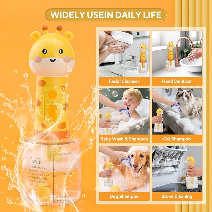 Electric Dog Cleaning Foam Machine with Bath Glove,Automatic Dog Soap Dispenser for Bath, Dog Bath Supplies - Outdoor Dog Shower Attachment for Bathtub for After Walk Pet Wash