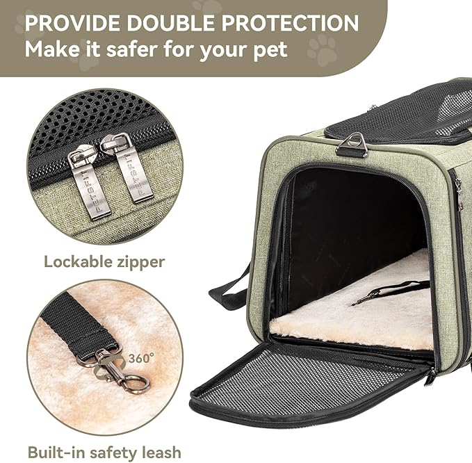 Petsfit Expandable Rabbit Carrier Small Cat Carrier Airline Approved, 16X10X9 Inches Soft-Sided Portable Small Animal Travel Bag for Kitten/Puppy/Bunny/Guinea Pig