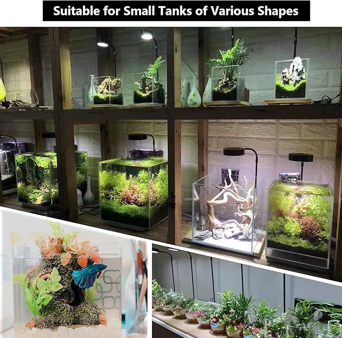 Aquarium Light Full Spectrum LED, for Under 7 Gallon Fish Tank, Light with Timer Auto On/Off, Betta Fish Tank,Indoor Plant Growth, Potted Plants, Succulent, Miniature Gardening Landscape (9)
